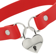 COQUETTE CHIC DESIRE – COLLAR CUERO VEGANO ROJO ACCESORIO CORAZÓN CON LLAVE