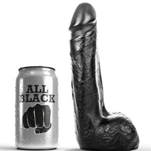 ALL BLACK – DILDO REALISTICO NEGRO SUAVE 20 CM