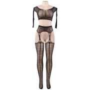 QUEEN LINGERIE – BODYSTOCKING TOP MANGA LARGA S/L