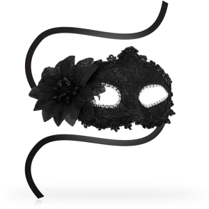 OHMAMA – MASKS ANTIZAZ ESTILO VENECIANO FLOR LATERAL –  NEGRA