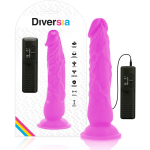 DIVERSIA – DILDO FLEXIBLE CON VIBRACION LILA 21 CM -O- 4.9 CM