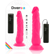 DIVERSIA – DILDO FLEXIBLE CON VIBRACION ROSA 21 CM -O- 4.9 CM