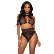 LEG AVENUE – SET DOS PIEZAS TOP CORTO CUELLO HALTER Y TANGA TALLA UNICA