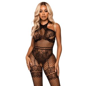 LEG AVENUE – BODYSTOCKING CUELLO HALTER TALLA UNICA – NEGRO