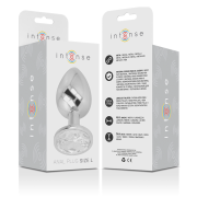 INTENSE – PLUG ANAL METAL ALUMINIO CON CRISTAL PLATA TALLA L