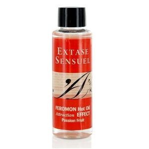 EXTASE SENSUAL – ACEITE MASAJE EFECTO CALOR CON FEROMONAS FRUTA DE LA PASION 100 ML