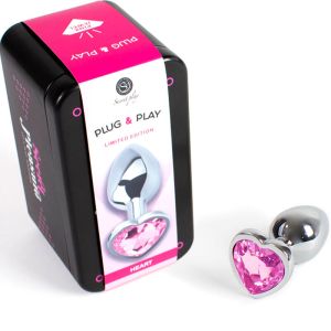 SECRETPLAY – METAL BUTT PLUG CORAZÓN FUCSIA TALLA S 7 CM