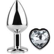 SECRETPLAY – METAL BUTT PLUG CORAZÓN TRANSPARENTE TALLA S 7 CM