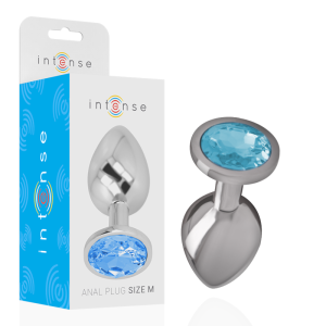 INTENSE – PLUG ANAL METAL ALUMINIO CON CRISTAL AZUL TALLA M