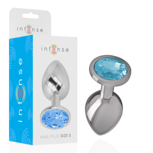 INTENSE – PLUG ANAL METAL ALUMINIO CON CRISTAL AZUL TALLA S