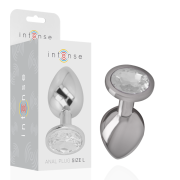 INTENSE – PLUG ANAL METAL ALUMINIO CON CRISTAL PLATA TALLA L