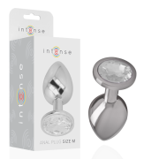 INTENSE – PLUG ANAL METAL ALUMINIO CON CRISTAL PLATA TALLA M