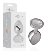 INTENSE – PLUG ANAL METAL ALUMINIO CON CRISTAL PLATA TALLA S