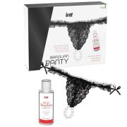 INTT RELEASES – PANTY BRASILEÑA NEGRA CON PERLAS Y GEL LUBRICANTE 50 ML