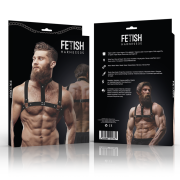 FETISH SUBMISSIVE ATTITUDE – ARNÉS AJUSTABLE ECOPIEL PECHO CON COLLAR HOMBRE