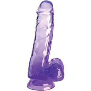 KING COCK – CLEAR PENE REALISTICO CON TESTICULOS 13.5 CM MORADO