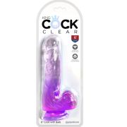 KING COCK – CLEAR PENE REALISTICO CON TESTICULOS 13.5 CM MORADO