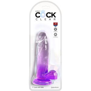 KING COCK – CLEAR PENE REALISTICO CON TESTICULOS 15.2 CM MORADO