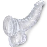 KING COCK – CLEAR PENE REALISTICO CURVADO CON TESTICULOS 16.5 CM TRANSPARENTE