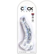 KING COCK – CLEAR PENE REALISTICO CURVADO CON TESTICULOS 16.5 CM TRANSPARENTE