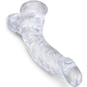 KING COCK – CLEAR PENE REALISTICO CURVADO CON TESTICULOS 16.5 CM TRANSPARENTE