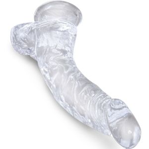 KING COCK – CLEAR PENE REALISTICO CURVADO CON TESTICULOS 16.5 CM TRANSPARENTE