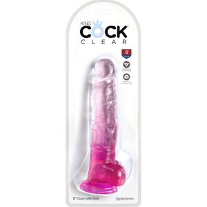 KING COCK – CLEAR PENE REALISTICO CON TESTICULOS 16.5 CM ROSA