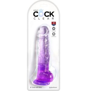 KING COCK – CLEAR PENE REALISTICO CON TESTICULOS 16.5 CM MORADO