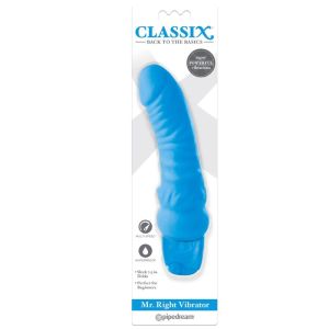 CLASSIX – DILDO VIBRADOR MR. RIGHT MULTIVELOCIDAD 15.5 CM AZUL