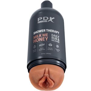 PDX PLUS – MASTURBADOR STROKER DISEÑO DISCRETO DE BOTE CHAMPU MILK ME HONEY CARAMELO