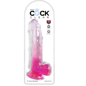 KING COCK – CLEAR DILDO CON TESTICULOS 20.3 CM ROSA