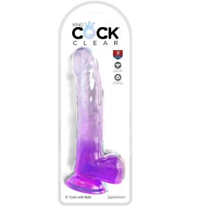 KING COCK – CLEAR DILDO CON TESTICULOS 20.3 CM MORADO