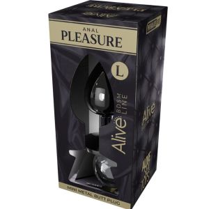 ALIVE – ANAL PLEASURE MINI PLUG METAL NEGRO TALLA L