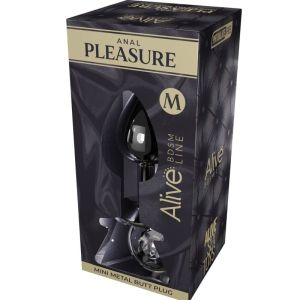 ALIVE – ANAL PLEASURE MINI PLUG METAL NEGRO TALLA M