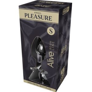 ALIVE – ANAL PLEASURE MINI PLUG METAL NEGRO TALLA S