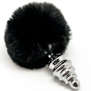 ALIVE – ANAL PLEASURE PLUG ESPIRAL METAL POMPON NEGRO TALLA M