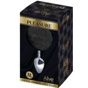 ALIVE – ANAL PLEASURE PLUG ESPIRAL METAL POMPON NEGRO TALLA M