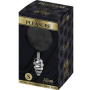 ALIVE – ANAL PLEASURE PLUG ESPIRAL METAL POMPON NEGRO TALLA S