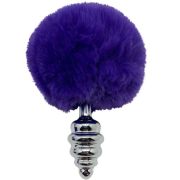 ALIVE – ANAL PLEASURE PLUG ESPIRAL METAL POMPON VIOLETA OSCURO TALLA L