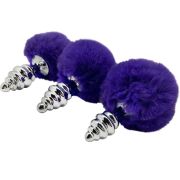 ALIVE – ANAL PLEASURE PLUG ESPIRAL METAL POMPON VIOLETA OSCURO TALLA L