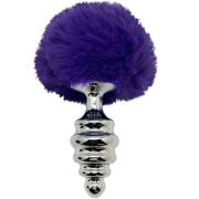 ALIVE – ANAL PLEASURE PLUG ESPIRAL METAL POMPON VIOLETA OSCURO TALLA L