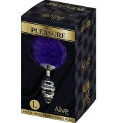 ALIVE – ANAL PLEASURE PLUG ESPIRAL METAL POMPON VIOLETA OSCURO TALLA L