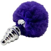 ALIVE – ANAL PLEASURE PLUG ESPIRAL METAL POMPON VIOLETA OSCURO TALLA L