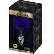 ALIVE – ANAL PLEASURE PLUG ESPIRAL METAL POMPON VIOLETA OSCURO TALLA M