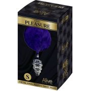 ALIVE – ANAL PLEASURE PLUG ESPIRAL METAL POMPON VIOLETA OSCURO TALLA S