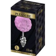 ALIVE – ANAL PLEASURE PLUG ESPIRAL METAL POMPON VIOLETA TALLA L