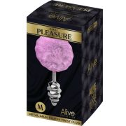 ALIVE – ANAL PLEASURE PLUG ESPIRAL METAL POMPON VIOLETA TALLA M