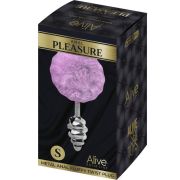 ALIVE – ANAL PLEASURE PLUG ESPIRAL METAL POMPON VIOLETA TALLA S