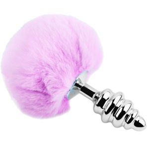 ALIVE – ANAL PLEASURE PLUG ESPIRAL METAL POMPON VIOLETA TALLA L