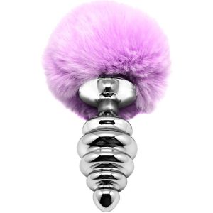 ALIVE – ANAL PLEASURE PLUG ESPIRAL METAL POMPON VIOLETA TALLA L